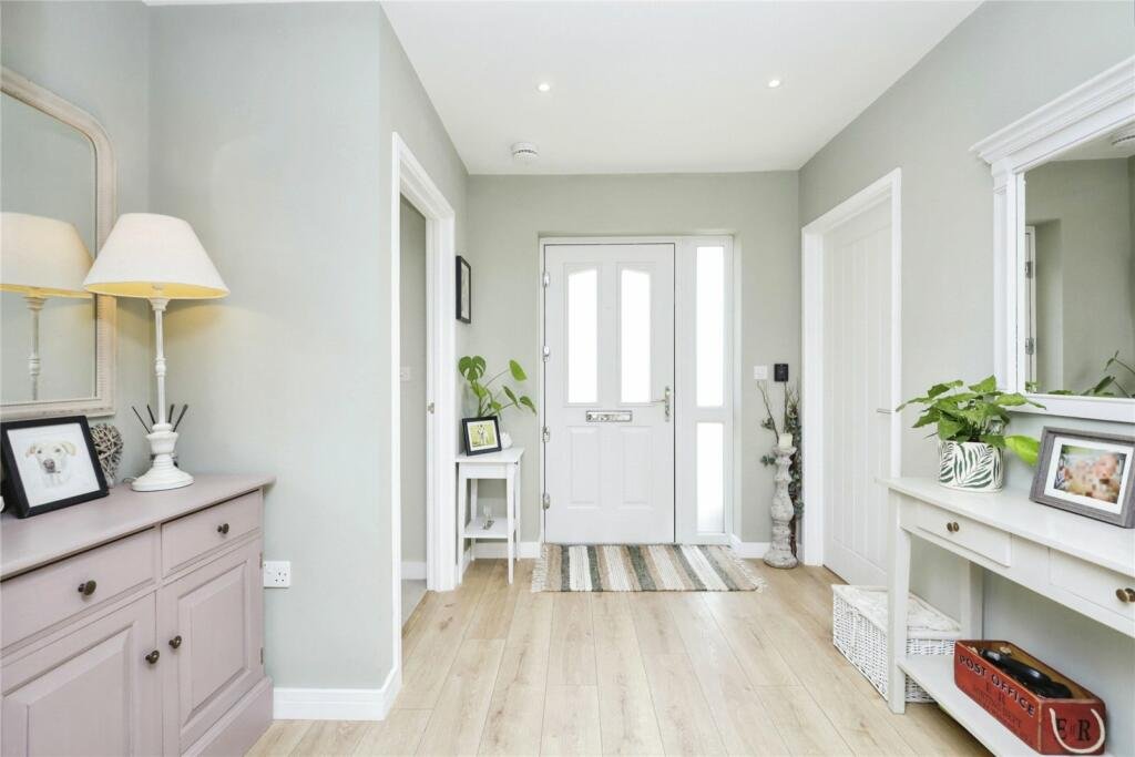 Robins Nest, Broad Oak: hallway and front door, by Bramall Homes